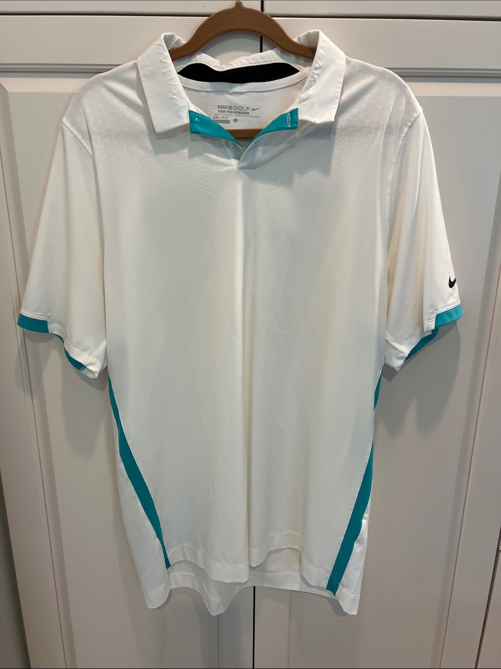 Nike Men’s White Polo with Teal Trim